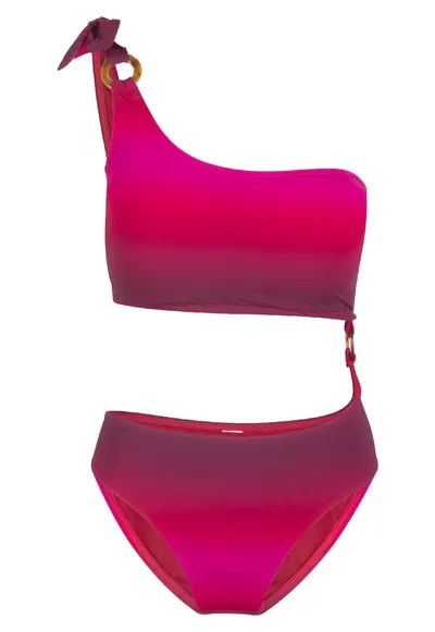 Costum de baie intreg cu aspect in degrade 31387 - Rosu/Roz deschis