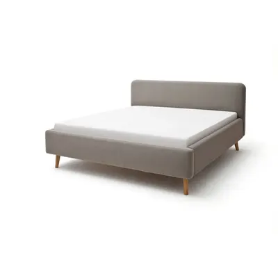 Pat matrimonial taupe tapițat cu spațiu de depozitare cu somieră 180x200 cm Mattis – Meise Möbel