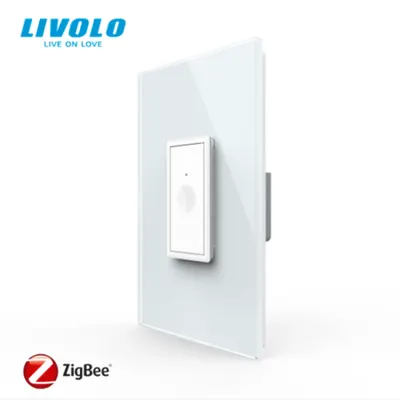 Intrerupator simplu tactil, 1M, cap scara / cap cruce, Protocol Zigbee, cu rama sticla Alb