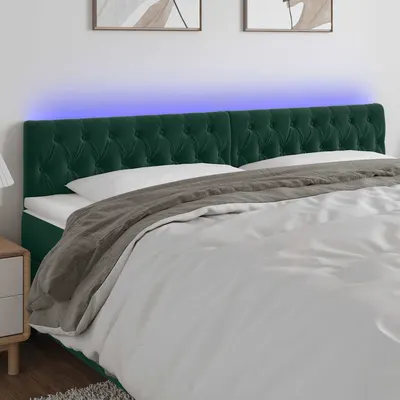 vidaXL Tăblie de pat cu LED, verde închis, 180x7x78/88 cm, catifea