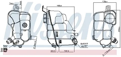 Vas expansiune cu capac, cu senzor nivel potrivit VOLVO S80 II, V70 III, XC60 I; LAND ROVER FREELANDER 2, RANGE ROVER EVOQUE 03.06-12.19