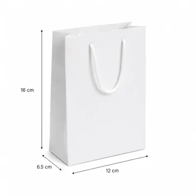 Pungi cadou dreptunghiulare uni - alb (set 12 buc) - Foarte Mică - 12x16x6,5cm