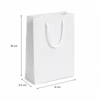 Pungi cadou dreptunghiulare uni - alb (set 12 buc) - Foarte Mică - 12x16x6,5cm