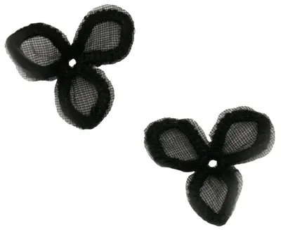 Element de dantelă pentru decor Em Art - Flori de trifoil, 28 mm, negre (5 buc.)