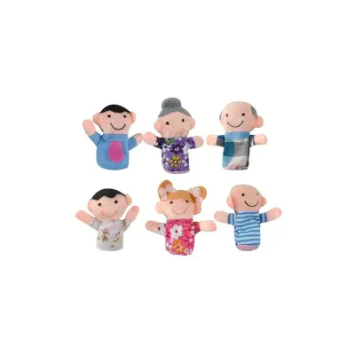 Set 6 marionete pentru degete, Family, 8 cm, poliester si bumbac, multicolor