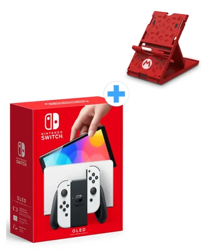 Nintendo Switch OLED - White + Super Mario Playstand