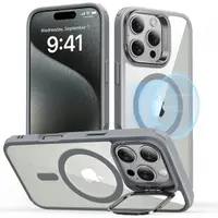 Husa MagSafe pentru Apple iPhone 16 Pro Max, ESR, Classic Hybrid Kickstand, Gri Transparenta