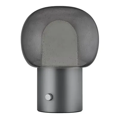 Veioză gri antracit LED din aluminiu cu abajur din sticlă (înălțime 32 cm) Iris – Blomus