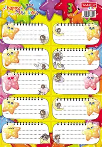 Etichete scolare autoadezive, 30buc/set, Tanex, Stars