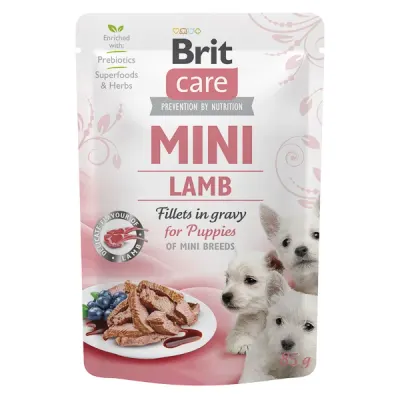 Brit Care Dog Mini Plic Puppy, hrana umeda, File miel, în sos 85g 85g
