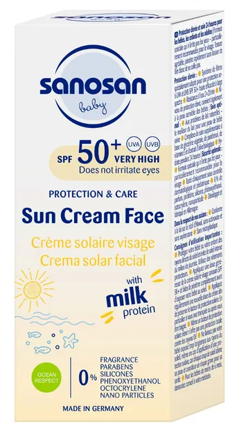 Crema de fata pentru copii SPF50+, 30ml, Sanosan