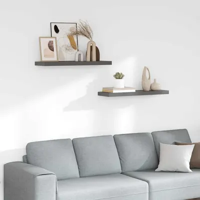 vidaXL Rafturi de perete, 2 buc., gri extralucios, 80x23,5x3,8 cm, MDF
