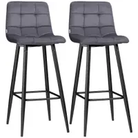 HOMCOM Set de 2 taburete de bar cu suport pentru picioare, design retro, 42 cm x 47 cm x 105 cm, Gri | Aosom Romania