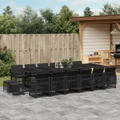 Gossi set mobilier de gradina cu perne, 17 piese, negru, poliratan