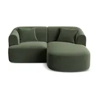 Colțar verde cu tapițerie din catifea (cu colț pe partea dreaptă/cu șezlong) Campi – Cosmopolitan Design