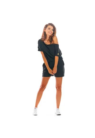 Salopeta oversize din bumbac - - Negru