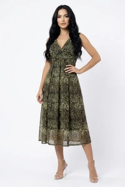 Rochie de ocazie Moze midi cu croiala clos
