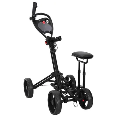 vidaXL Troler de golf cu scaun Negru Aluminiu Pliabil