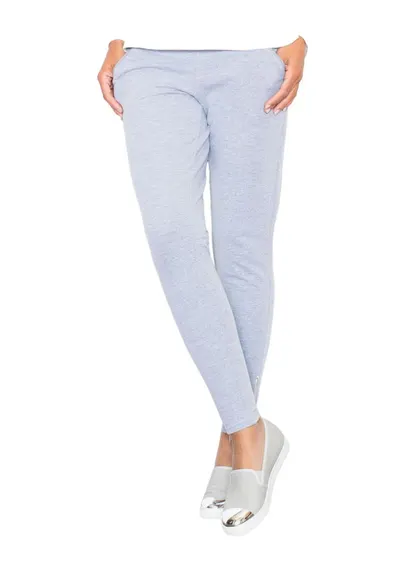 Pantaloni dama M338 - gri - elastici - cu buzunare - poliester/elastan