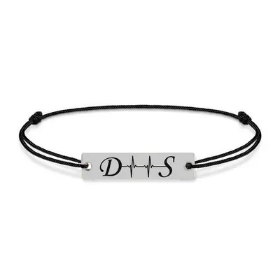 Pulse - Bratara din argint personalizata cu initiale si puls
