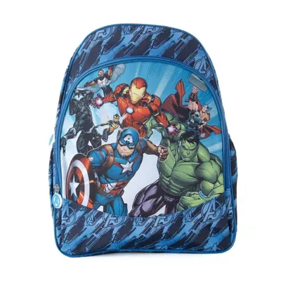 Ghiozdan ergonomic, cu doua compartimente si doua buzunare laterale, 40x30x15 cm, bretele ajustabile si intarite, multicolor, Avengers Engros