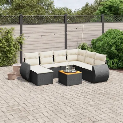Gossi set mobilier de gradina cu perne, 8 piese, negru, poliratan
