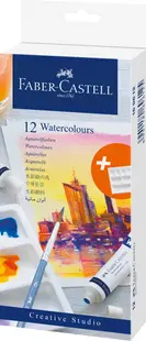 Tempera acuarele 12 culori 9 ml + paleta Faber Castell