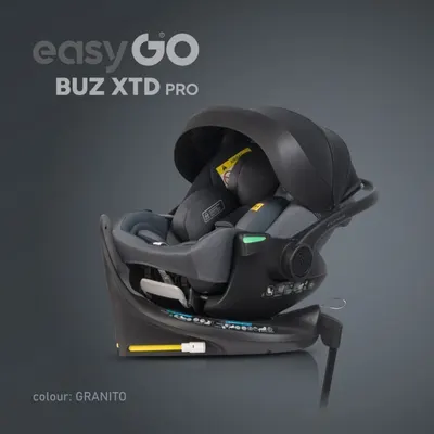 Set scoica auto reclinabila si baza isofix rotativa EasyGo Buz XTD Pro Granito i-Size, omologat R129, pentru copii de 40-87 cm