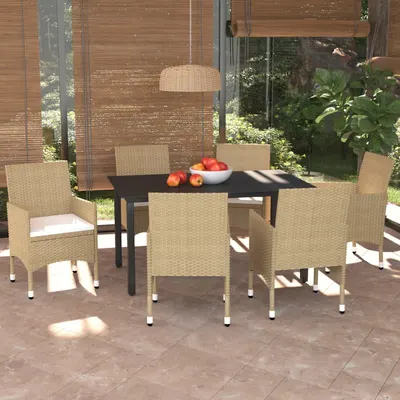 Gossi set mobilier de gradina cu perne, 7 piese, bej, poliratan