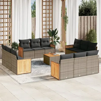 Gossi set mobilier de gradina cu perne, 13 piese, gri, poliratan