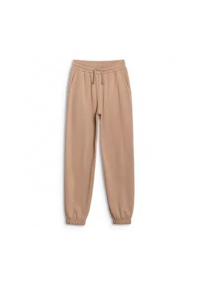 Pantaloni sport copii bej - oversize - 78% bumbac - pentru fete