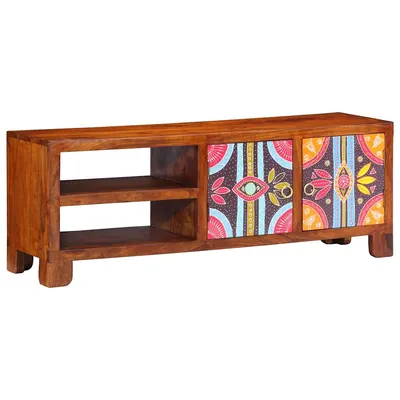 Gossi dulap tv multicolor 110x30x40 din lemn masiv de salcam