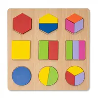 Puzzle 3D din Lemn cu Forme Geometrice Colorate Montessori - RESIGILAT