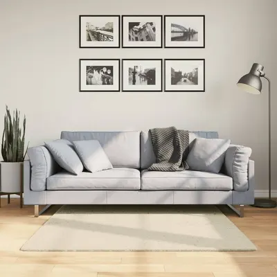vidaXL Covor HUARTE, fir scurt, moale și lavabil, crem, 120x120 cm