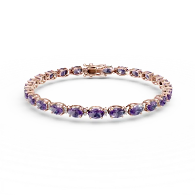 Bratara tennis din aur roz cu ametiste ovale de 5.03ct si diamante de 0.23ct