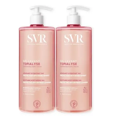 Pachet Gel de dus lavant pentru piele uscata si sensibila Topialyse, 2x1000 ml – SVR