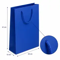 Pungi cadou dreptunghiulare uni - albastru (set 12 buc) - Mare - 30x41x12cm