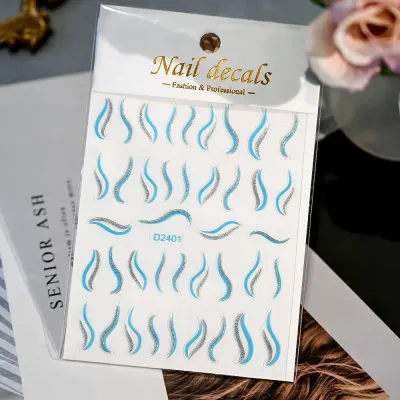 Abtibilduri unghii Marquise, STICKER50, Albastru/Argintiu