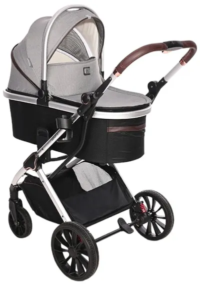 Carucior pentru bebelusi 2 in 1 Lorelli - Glory, cu adaptoare, Opaline Grey