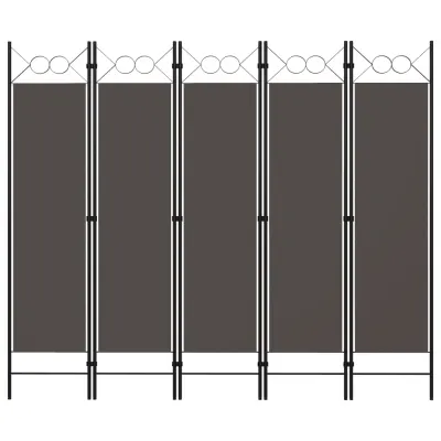 vidaXL Paravan de cameră cu 5 panouri, antracit, 200 x 180 cm