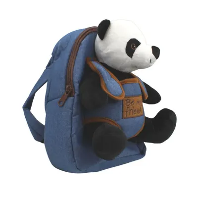 Ghiozdan grădiniță, Perletti, urs panda, pluș detașabil, 21cm