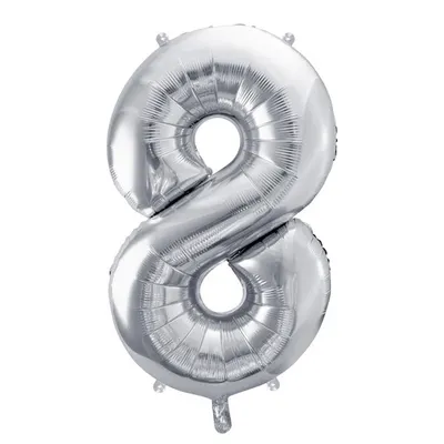 Balon cifra 8, argintiu, 35 cm