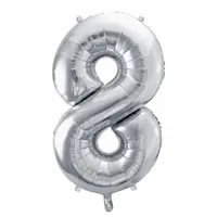 Balon cifra 8, argintiu, 35 cm