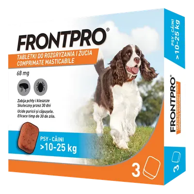 Comprimate masticabile antiparazitare caini, Frontpro L, 68 mg, >10-25 kg, 3 buc/ cutie