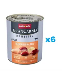 ANIMONDA GranCarno Sensitiv Pure Chicken&Rice 6x800 g Hrana umeda caini sensibili, cu pui si orez