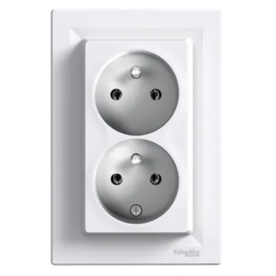 Asfora, Priza dubla 2P+E pin standard CZ, 16A, alb
