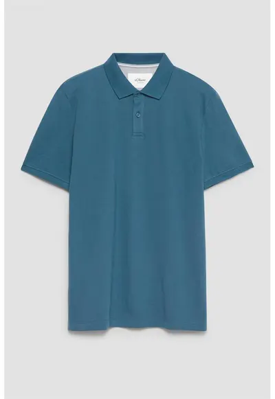 Tricou polo de bumbac cu model uni - Albastru petrol