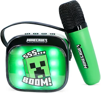 Boxa portabila OTL Technologies - Minecraft PopSing Karaoke Speaker & Microphone, verde