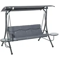 Outsunny Balansoar cu 3 scaune de gradina sau balcon cu acoperis si 2 mese de cafea | Aosom Romania