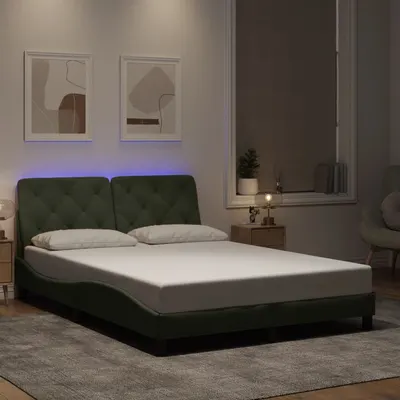 vidaXL Cadru de pat cu LED fără saltea, gri deschis, 140x200 cm, catifea